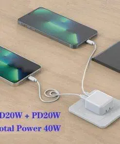 40W Dual USB-C Type-C PD Wall Charger Adapter for iPhone Samsung
