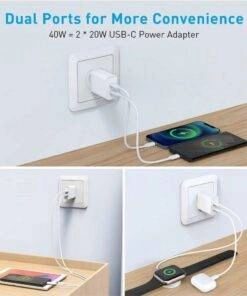 40w Dual PD Type-C Fast Charging Wall Charger Power Adapter