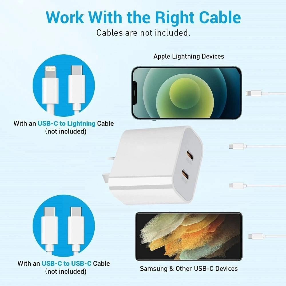 40w Dual PD Type-C Fast Charging Wall Charger Power Adapter