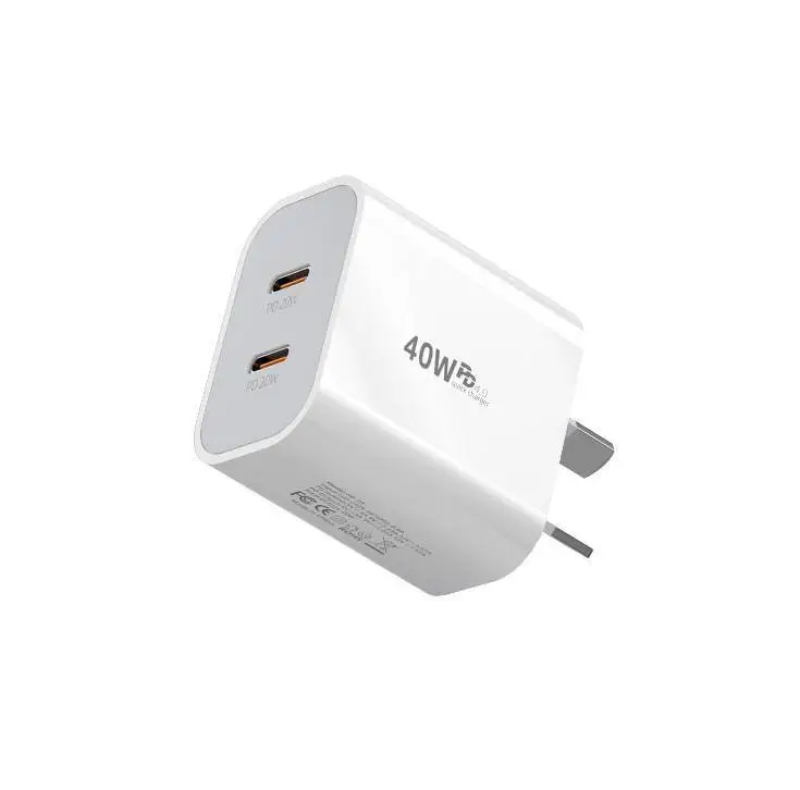 40w Dual USB-C PD Type-C Fast Charging Wall Charger Power Adapter