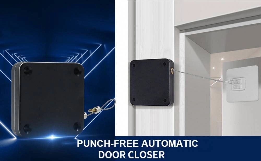 Punch-Free Automatic Door Closer black