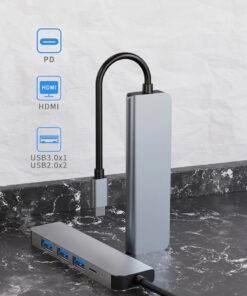 5 in 1 Type-C PD QC HDMI USB3.0 HUB Docking Station