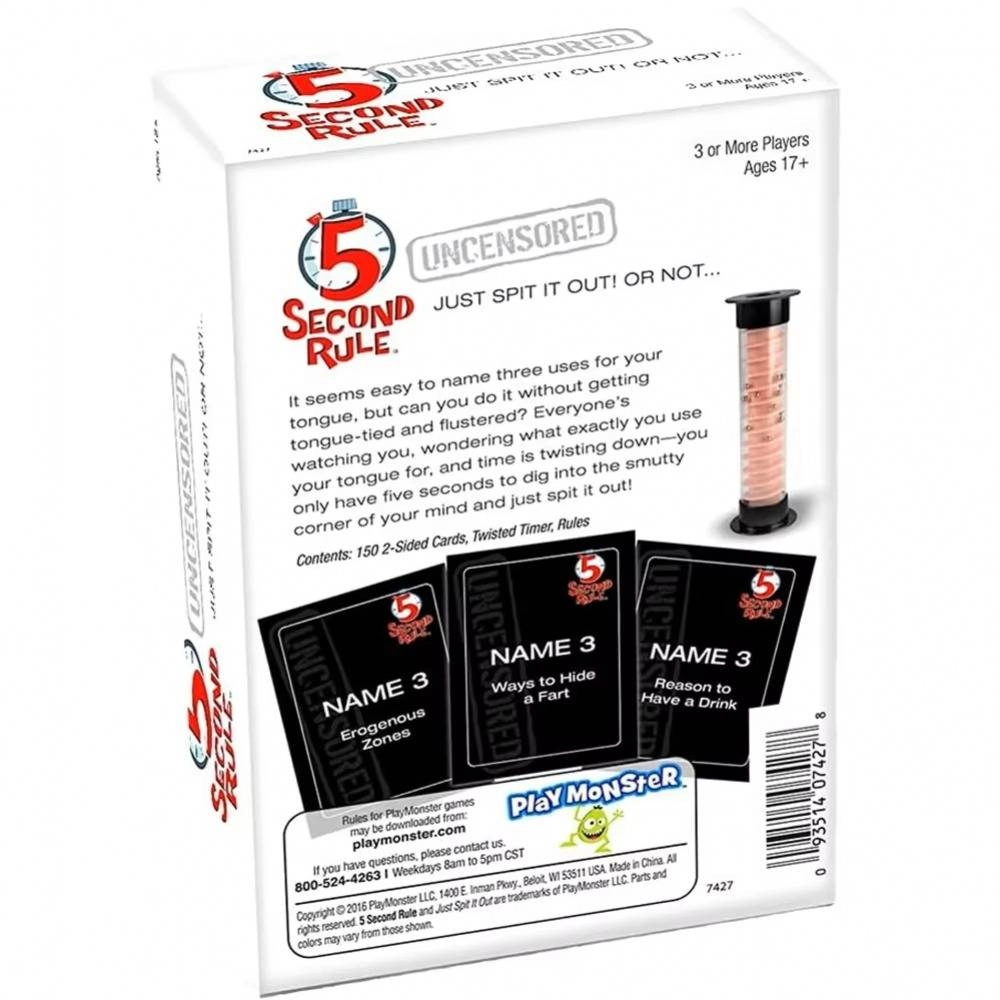 5-second Rule Party Board Game Card