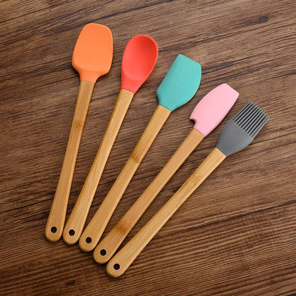 5Pcs Multicolour Bamboo Cookie Pastry Scraper Baking Tools
