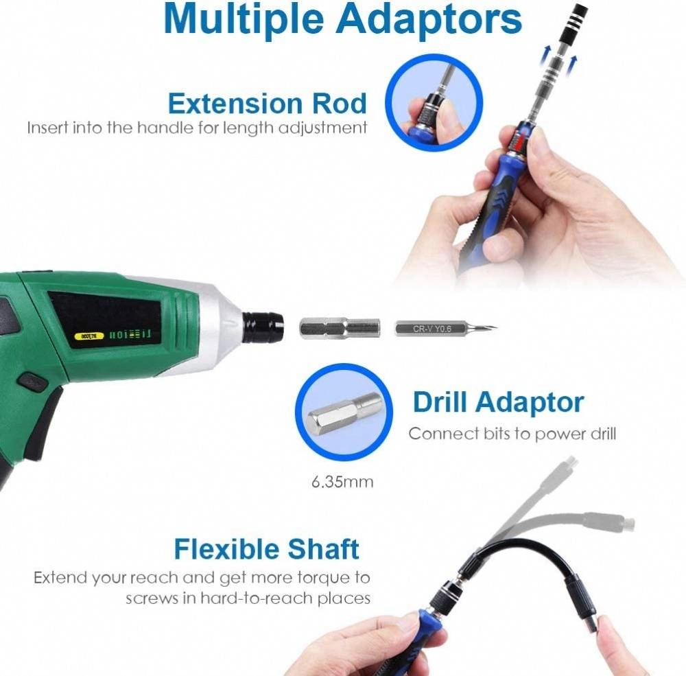 60 in 1 Professional Screwdriver Repair Tools Kit Set with 56 Flexible Shaft Extension