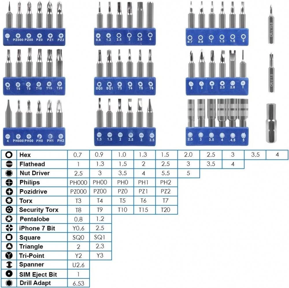 60 in 1 Professional Screwdriver Repair Tools Kit Set with 56 Flexible Shaft Extension
