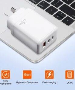 65W GaN Dual Type-C USB-C Wall Charger Adapter