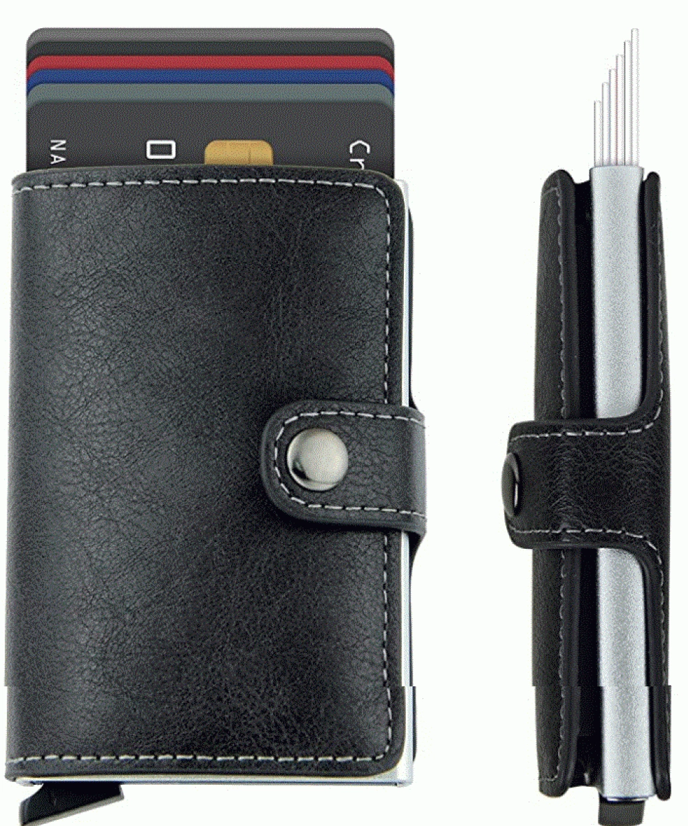 RFID wallet PU Leather Aluminium Box automatically pops up credit card holder Men And Women Metal Fashion Card