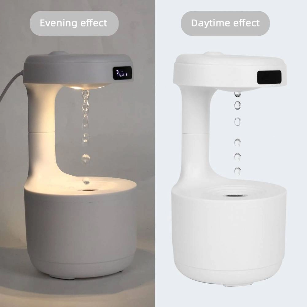 Anti-Gravity Air Humidifier Water Droplets Clock Lamp