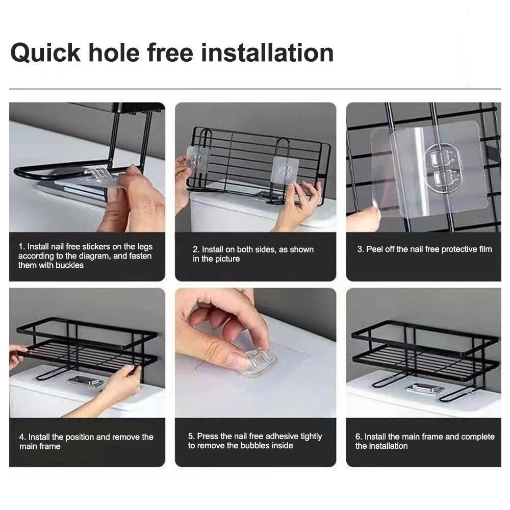 Bathroom Toilet Tank Shelf No-Punch Iron Rack