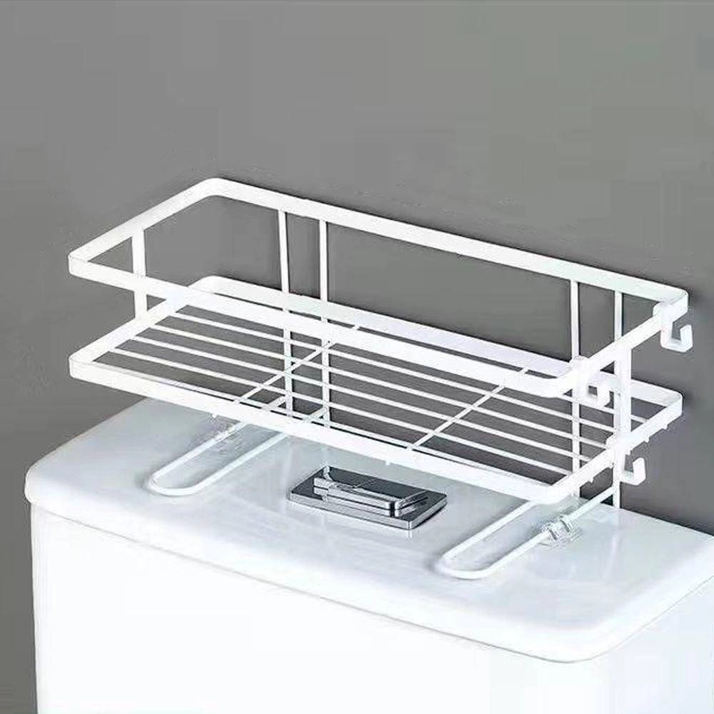 Bathroom Toilet Tank Shelf No-Punch Iron Rack