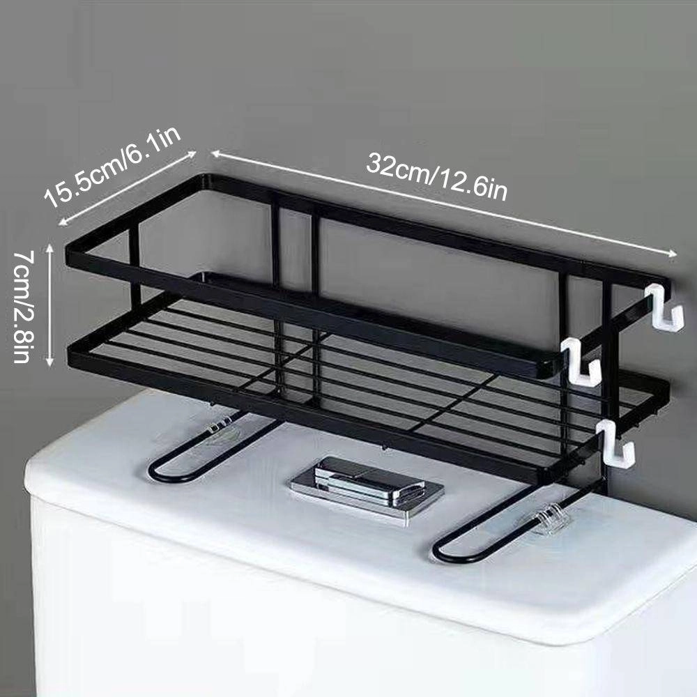 Bathroom Toilet Tank Shelf No-Punch Iron Rack