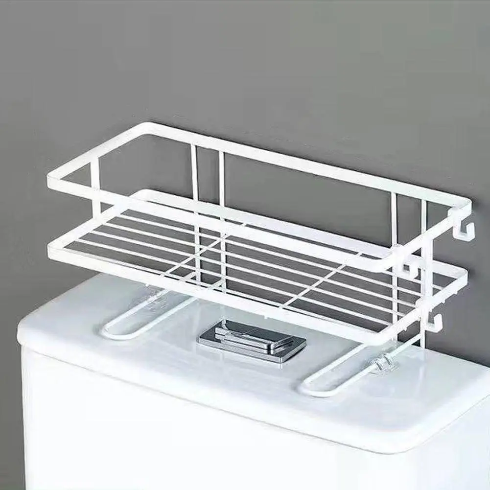 Bathroom Toilet Tank Shelf No-Punch Iron Rack