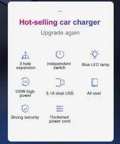 Car Charger Cigarette Lighter Splitter Power Adapter USB Voltage Display 12-24V