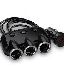 Car Charger Cigarette Lighter Splitter Power Adapter USB Voltage Display 12-24V