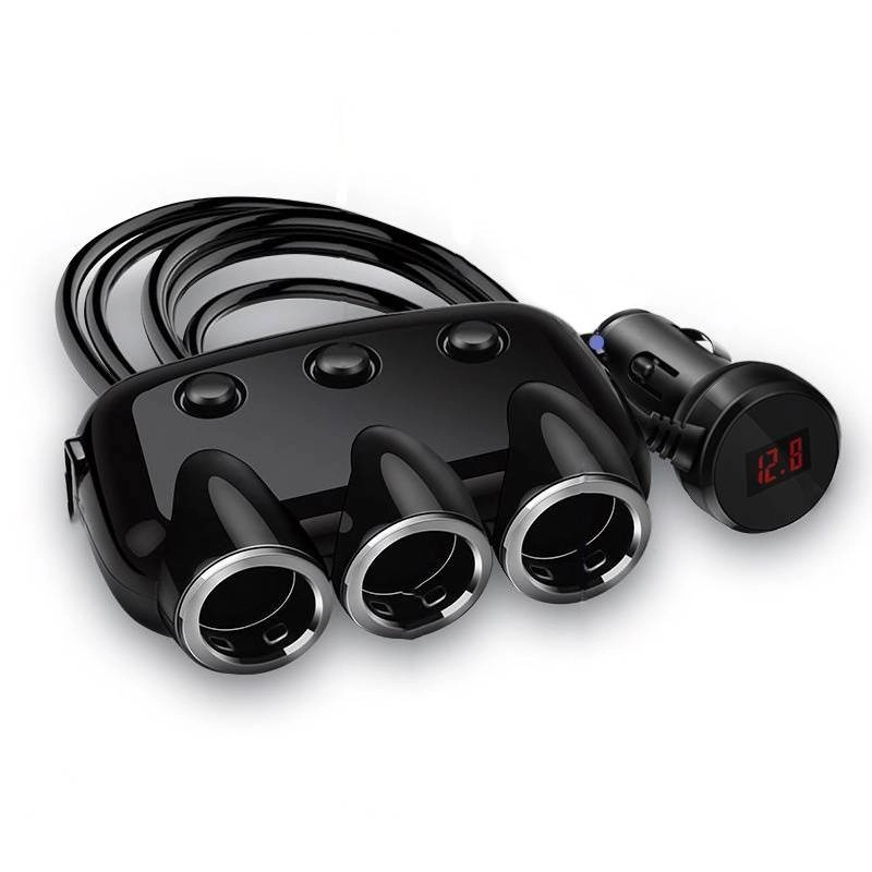 Car Charger Cigarette Lighter Splitter Power Adapter USB Voltage Display 12-24V