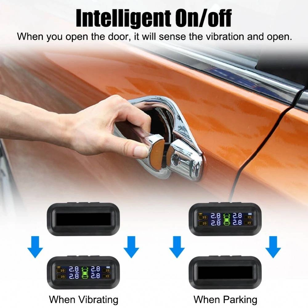 Car Solar Tyre Pressure Monitoring System Vehicle TPMS