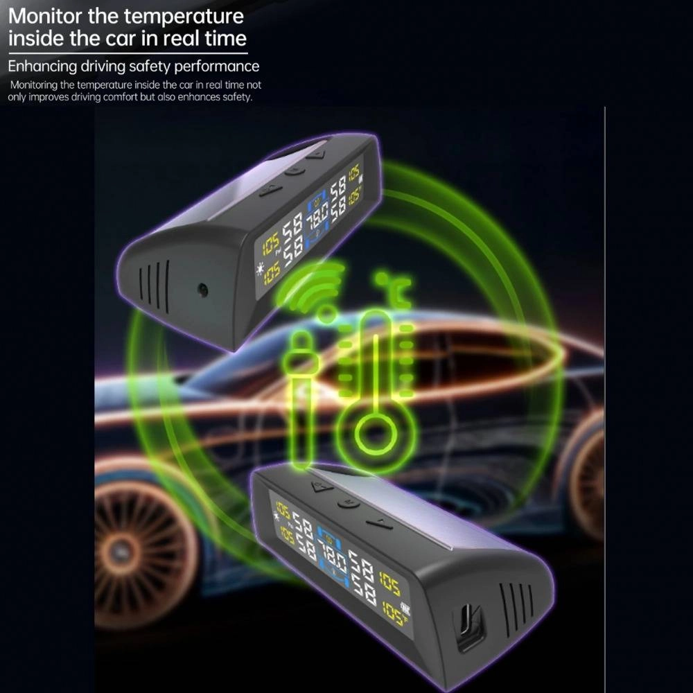 Car Solar Tyre Pressure Monitoring System Vehicle TPMS