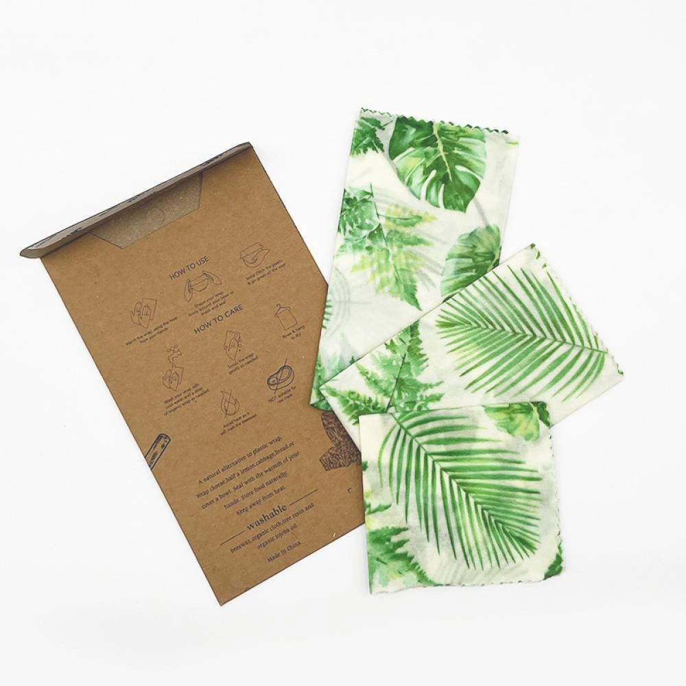 Eco-Friendly Reusable Beeswax Food Wraps-Green Leaves