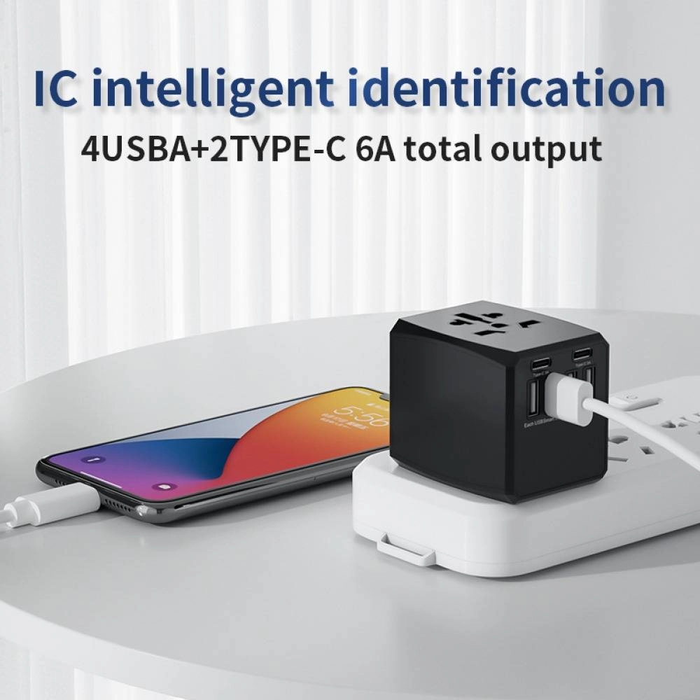 Global Universal Travel Adapter Convertor 4 USB 2 USB-C PD