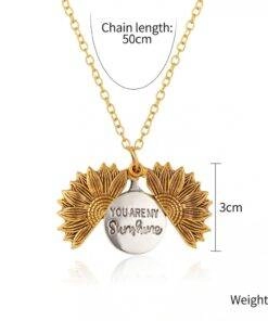 Gold Silver Open Locket You Are My Sunshine Sunflower Necklace For Women