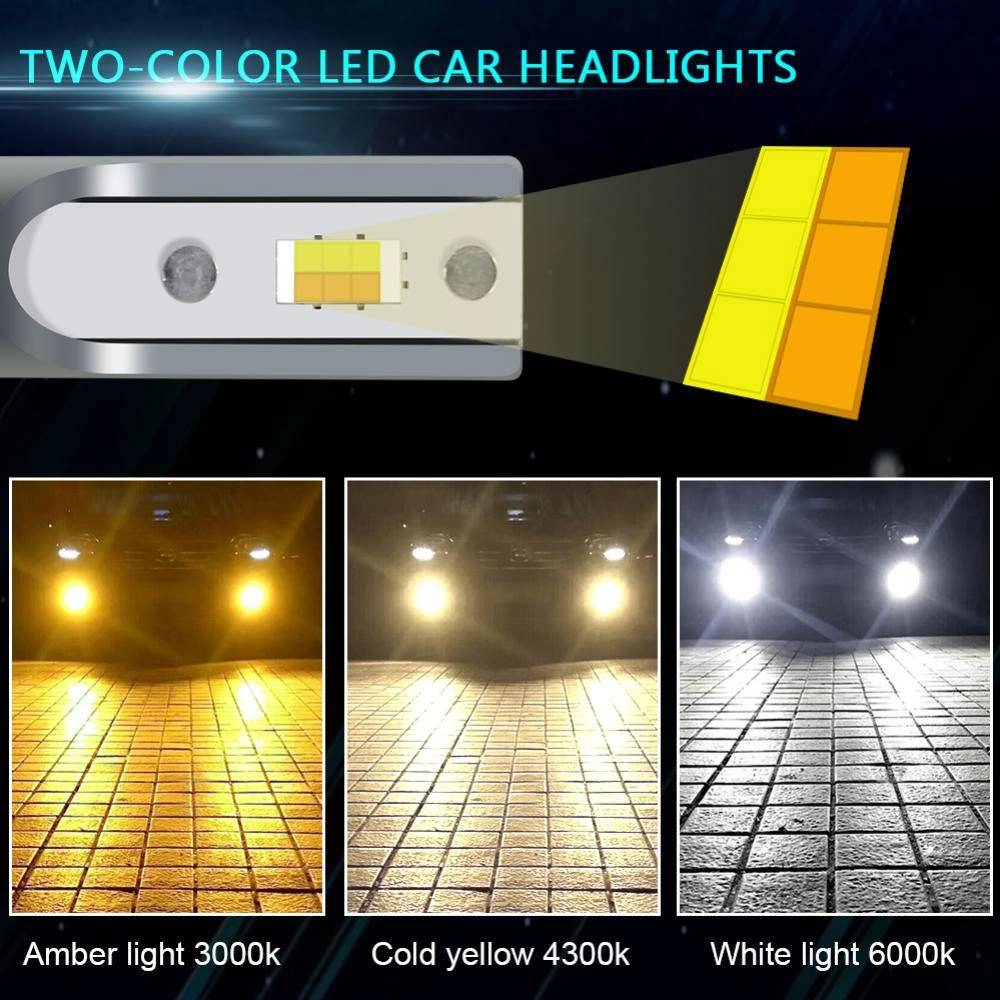 H4 LED Headlight bulbs adjustable colour 3000/4300/6000k low/high beam