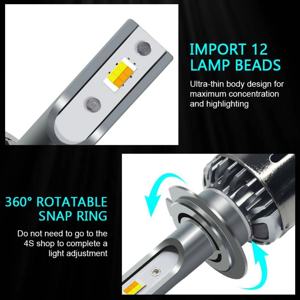 H4 LED Headlight bulbs adjustable colour 3000/4300/6000k low/high beam