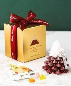 Elegant Tree Pine Tree Fragrance Scented Candle with Marble Coaster