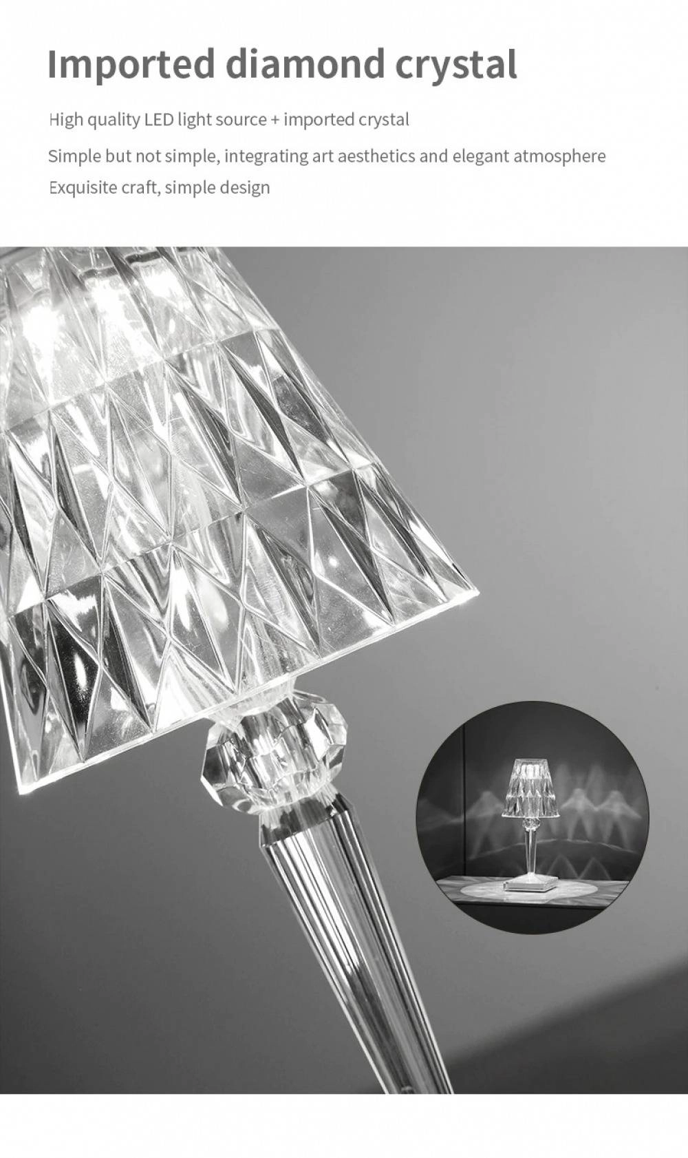 LED Diamond Crystal Light Desk Lamp