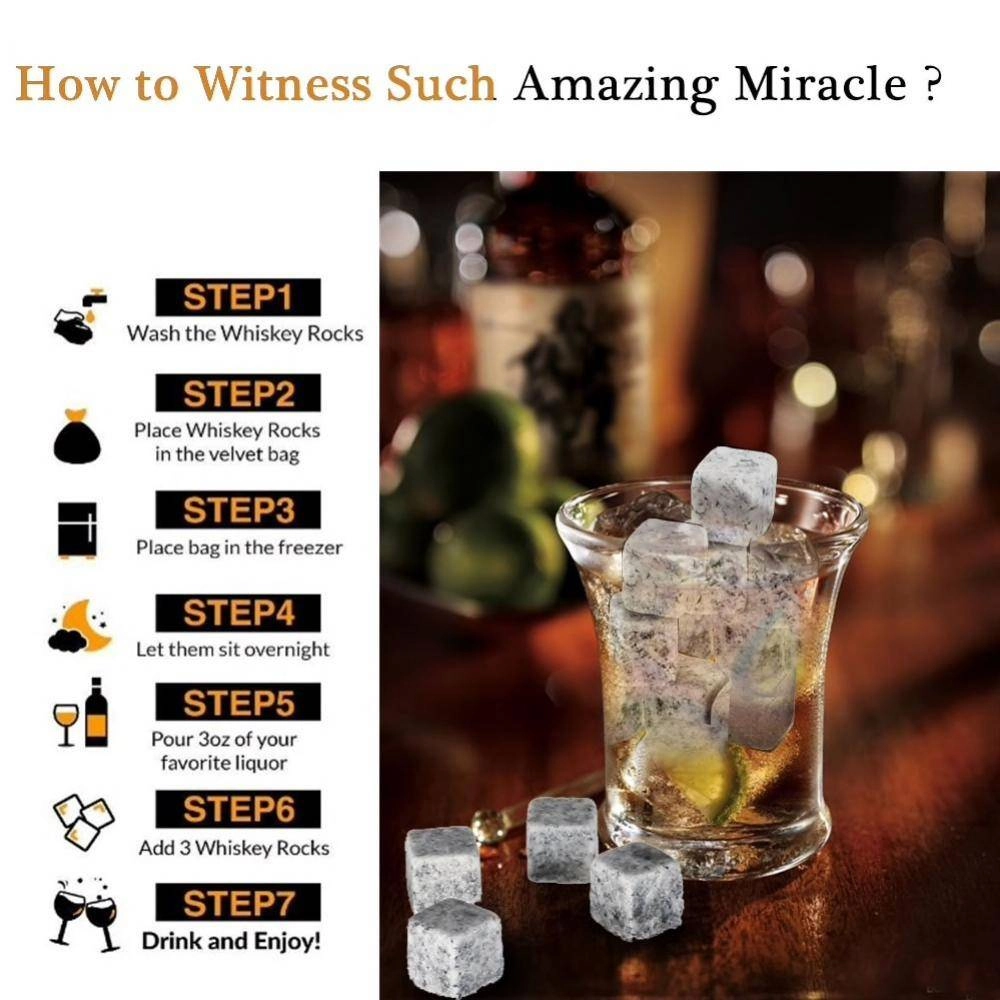 Luxury Whisky Stones Gift Set 9 Granite Ice Cube