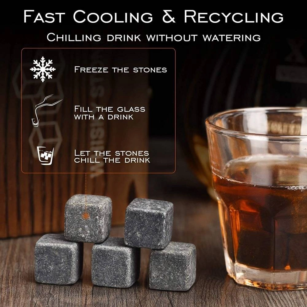 Luxury Whisky Stones Gift Set 9 Granite Ice Cube
