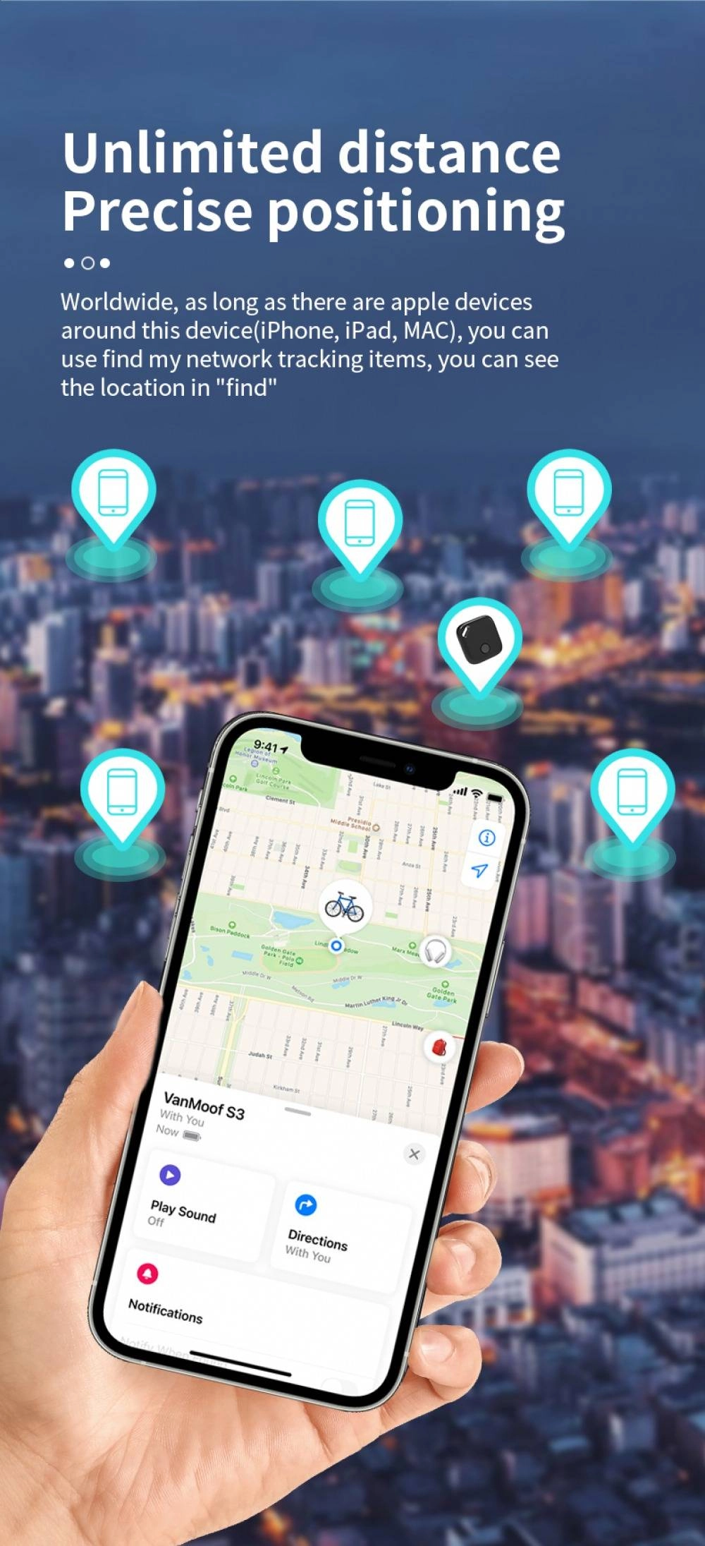 MFi Certificated iTag GPS Tracker for iPhone Apple Find My