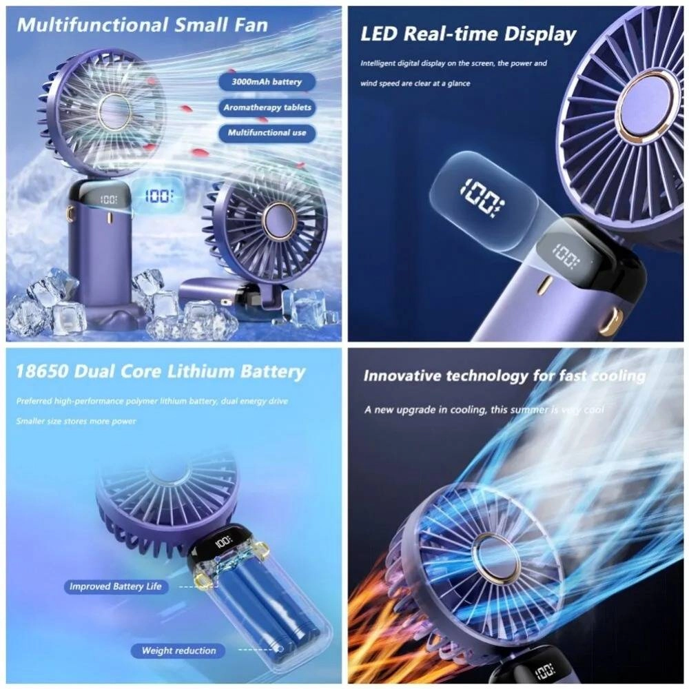 Mini Portable Cooling Fan 5-Speed Desk Fan with Base