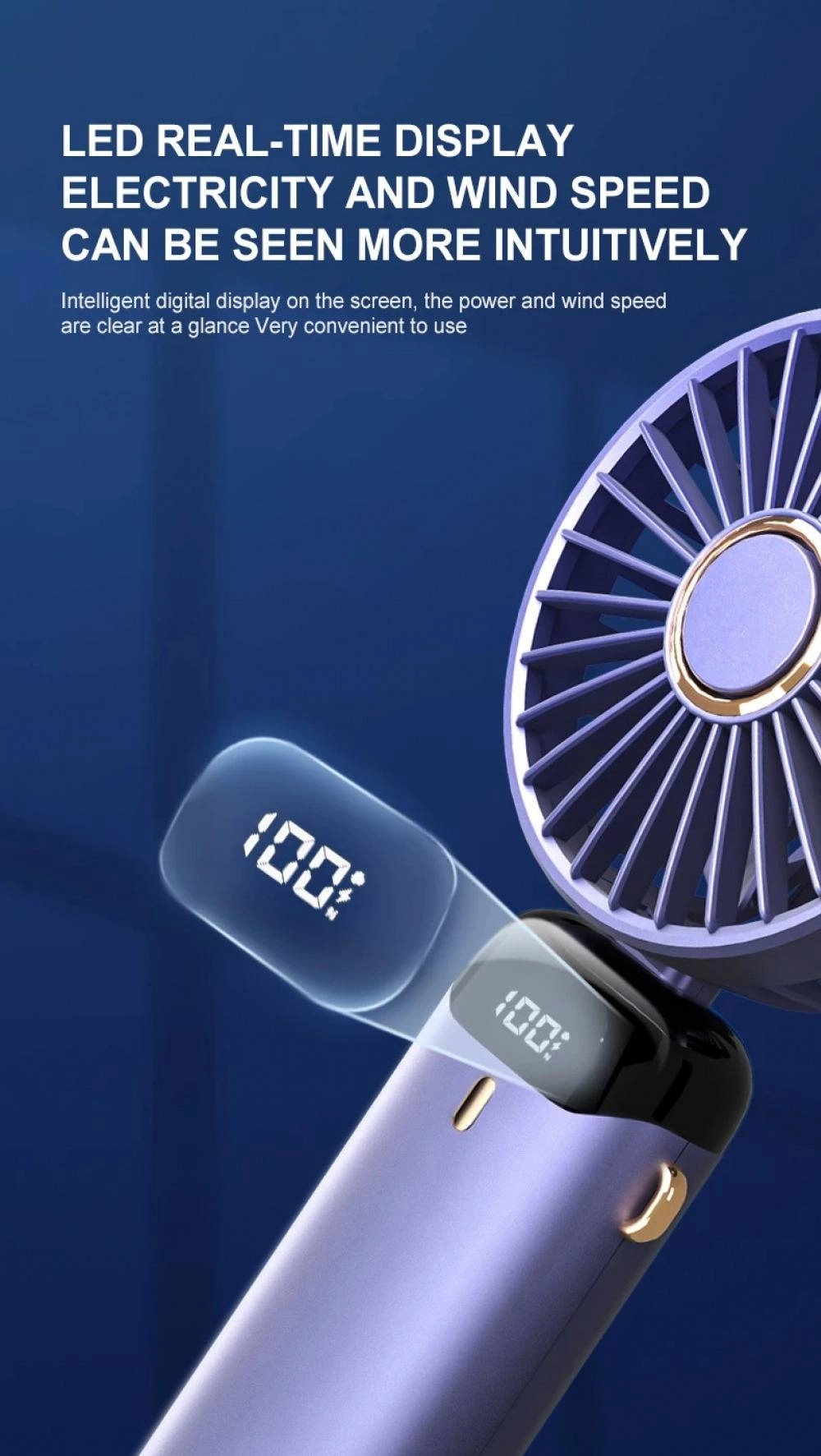 Mini Portable Cooling Fan 5-Speed Desk Fan with Base