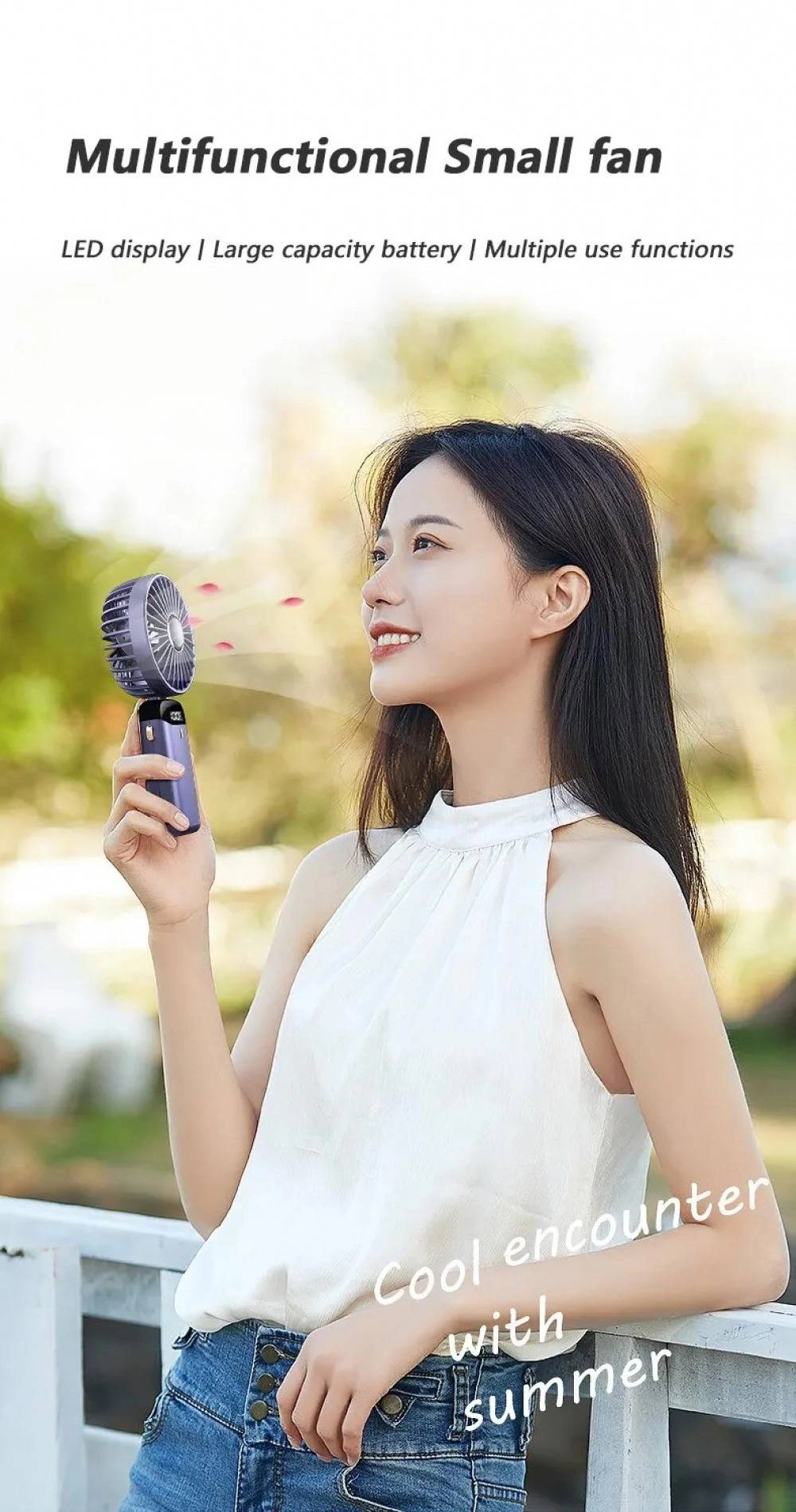 Mini Portable Cooling Fan 5-Speed Desk Fan with Base