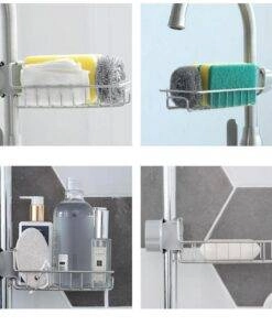 Multi-functional kitchen Sink shelf faucet shelf finishing rack stainless steel sink cloth storage rack