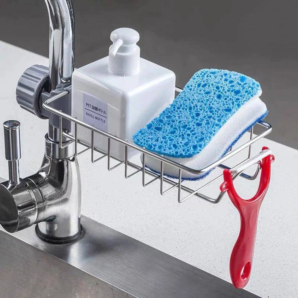 Multi-functional kitchen Sink shelf faucet shelf finishing rack stainless steel sink cloth storage rack