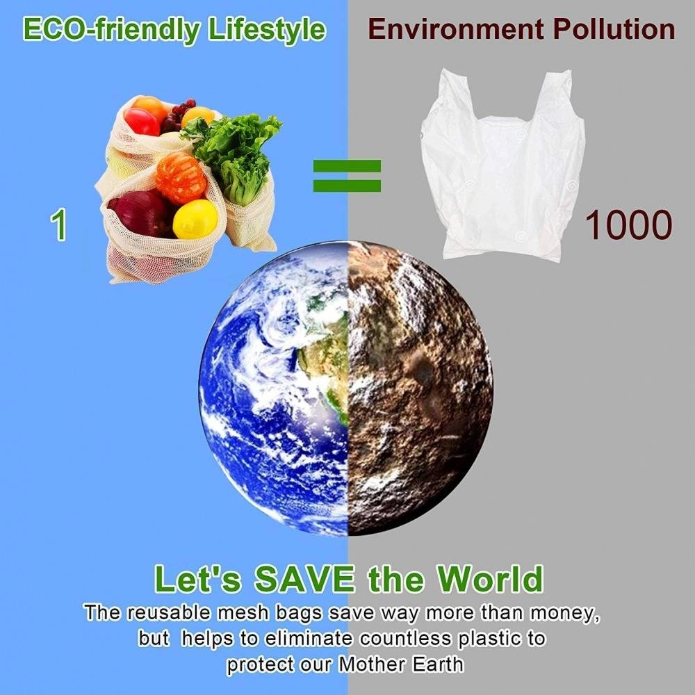 Organic Reusable Fresh Produce Cotton Food Bags