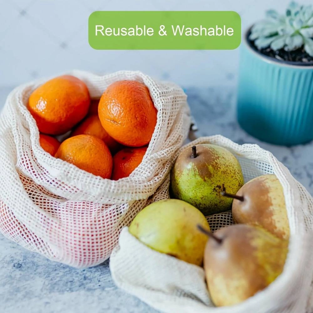 Organic Reusable Fresh Produce Cotton Food Bags