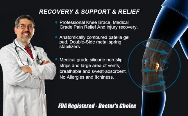 Professional Knee Brace with Patella Gel Pad & Side Stabilisers
