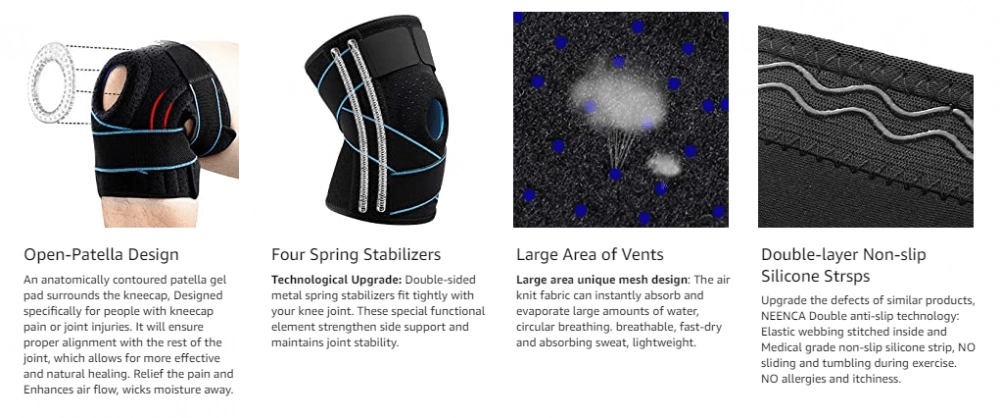 Professional Knee Brace with Patella Gel Pad & Side Stabilisers