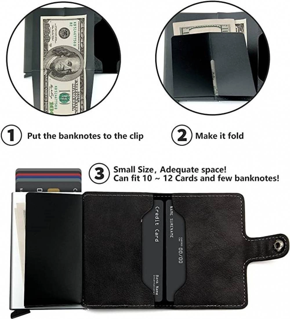 RFID Blocking PU Leather Men Woman Wallet