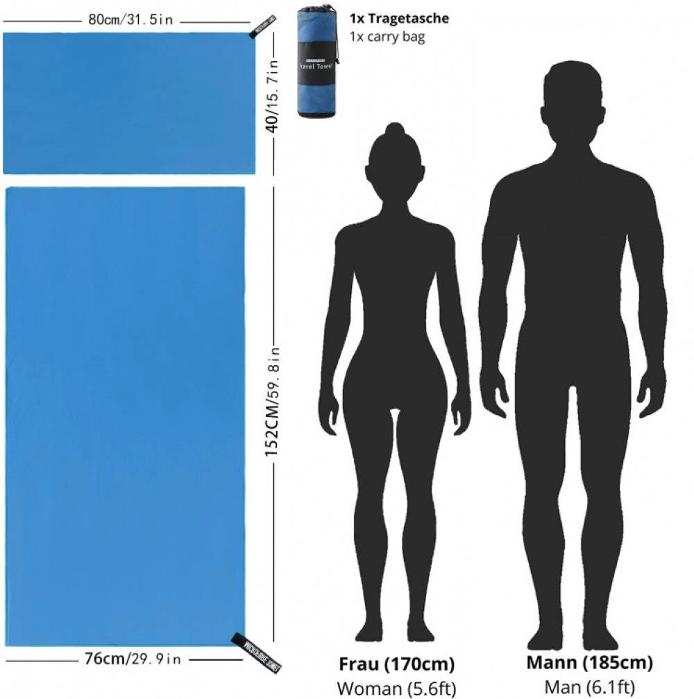 Set of 2 Microfiber Travel Towel Set Fast Drying Lightweight