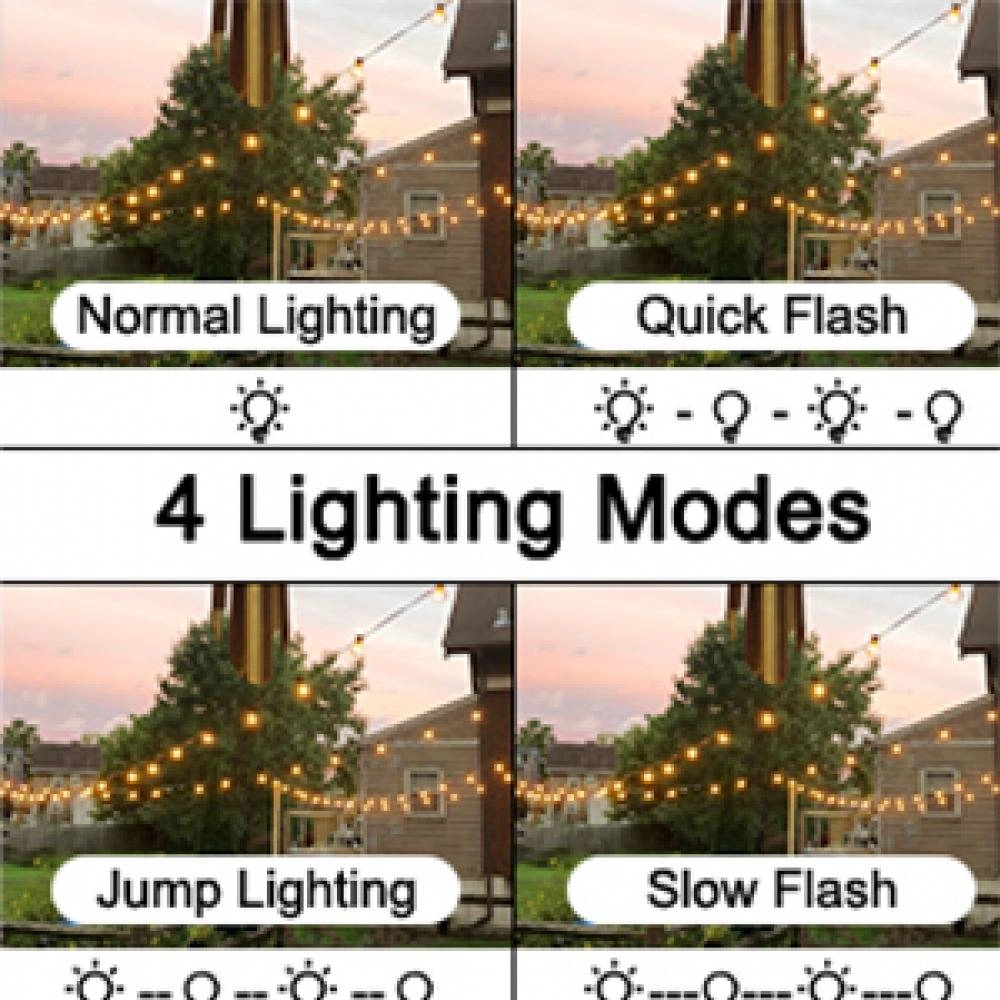 Solar String Lights Outdoor G40 Patio Lights with 25 LED Bulbs, 4 Light Modes, 7.6M