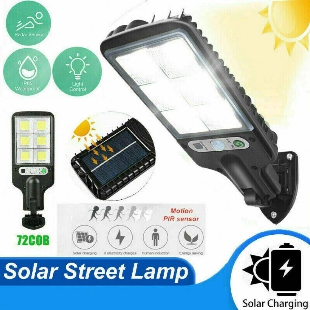 72COB LED Solar Street Wall Light PIR Outdoor Garden Light