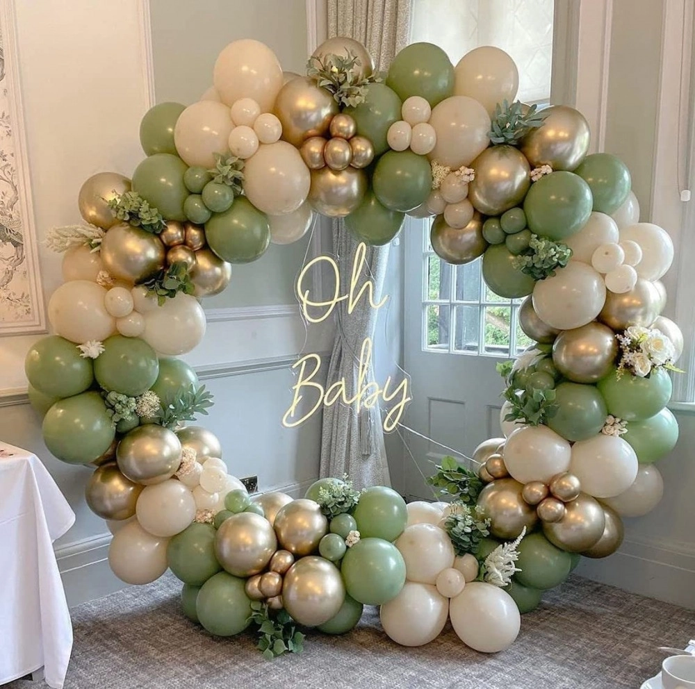 137PCS Party Balloon Birthday Wedding Balloon Sage Green Olive Garland Arch Kit