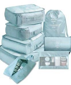 7Pcs/set Travel Packing Cube Organizer Kit Luggage Clothes Underwear Bra Shoes Storage Bag Case Pouch Accessories