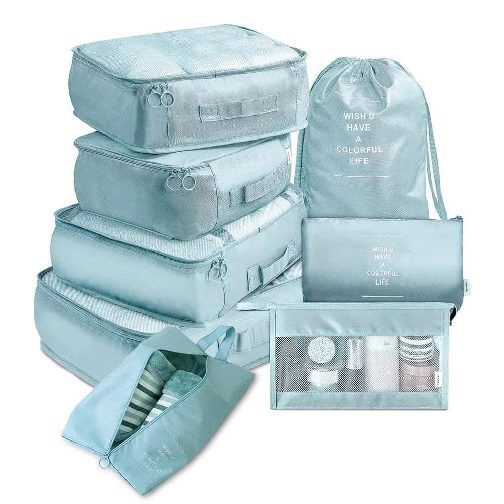 7Pcs/set Travel Packing Cube Organizer Kit Luggage Clothes Underwear Bra Shoes Storage Bag Case Pouch Accessories