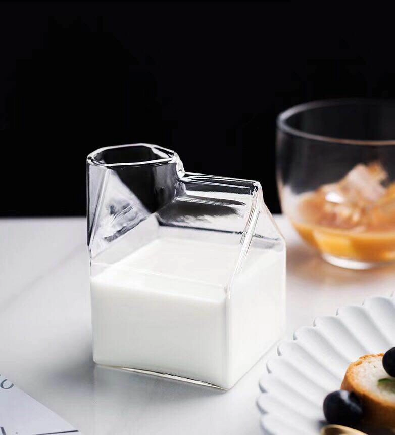 square milk glass milk box glass mug milk box cup
