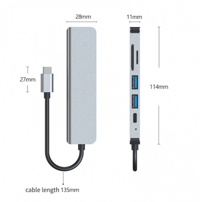 6 in 1 Type-C HDMI USB3.0 HUB Docking Station